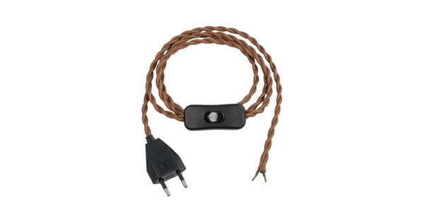 WHIP 77673 Μοντέρνο DIY Πλεκτό Καλώδιο με Διακόπτη On/Off AC 220-240V IP20 - Καφέ & Μαύρο - Μ150 x Π2.7 x Υ1.9cm