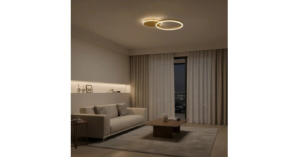 kelvo® VENOM KLV-101-0183 Φωτιστικό Οροφής LED 45W 4500lm 360° AC 220-240V IP20 Ρυθμιζόμενο Λευκό CCT με Χειριστήριο από 2700K έως 6000K Dimmable - Lumileds SMD Chip - Χρυσό Πλατίνα - Μ60 x Π40 x Υ7.5cm - 3 Χρόνια Εγγύηση