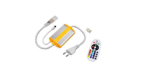 70521 RGB Controller με Ασύρματο Χειριστήριο IR - Μεταλλάκτης Τροφοδοσίας AC/DC 230V IP68 Slim Ταινίας Μονής Σειράς LED RGB 4 Pin Max 1500W - Έως 100 Μέτρα
