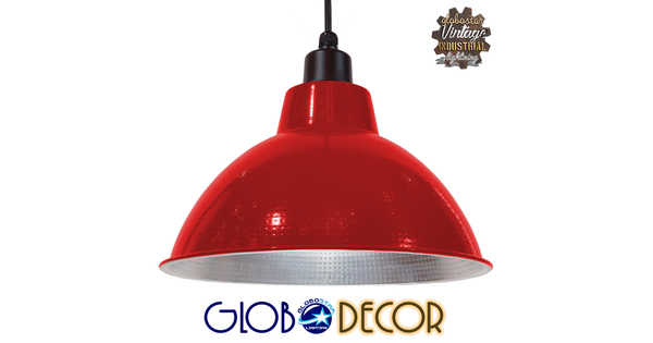 Vintage Industrial Κρεμαστό Φωτιστικό Οροφής Μονόφωτο Κόκκινο Μεταλλικό Καμπάνα Φ39  LOUVE RED 01177