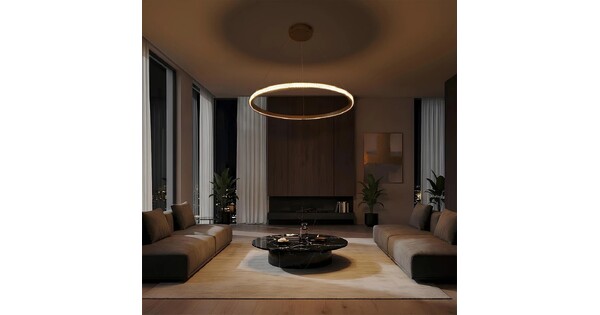 kelvo® DIAMOND KLV-101-0230 Κρεμαστό Φωτιστικό Οροφής LED 45W 4500lm 180° AC 220-240V IP20 Ρυθμιζόμενο Λευκό CCT με Χειριστήριο από 2700K έως 6000K Dimmable - Lumileds SMD Chip - Χρυσό Πλατίνα - Μ60 x Π60 x Υ3cm - 3 Χρόνια Εγγύηση