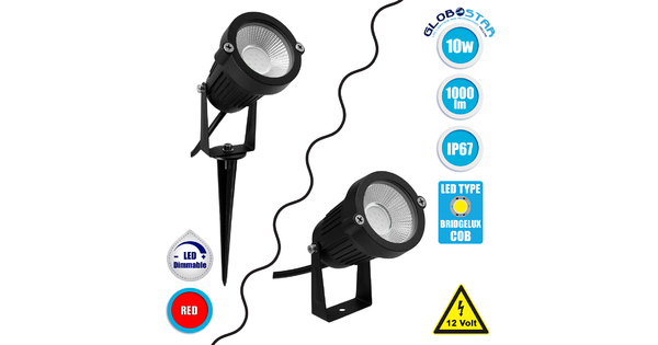 75585 Προβολάκι Κήπου Καρφωτό - Δαπέδου Bridgelux COB LED 10W 1000lm 35° DC 12-24V Αδιάβροχο IP67 Ultra Κόκκινο Dimmable