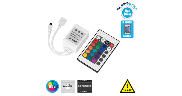 73403 Ασύρματος LED RGB Controller με Χειριστήριο IR DC 12-24V Max 144W