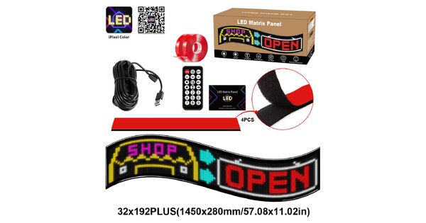 MATRIX GLB-106-0012 Εύκαμπτη Κυλιόμενη Ψηφιακή Επιγραφή 145x28cm P7 192x32 Pixel LED 20W AC 220-240V Αδιάβροχο IP65 Πολύχρωμο RGB - Bluetooth Control μέσω iPIXEL APP - Μ145 x Π0.4 x Υ28cm - 2 Χρόνια Εγγύηση