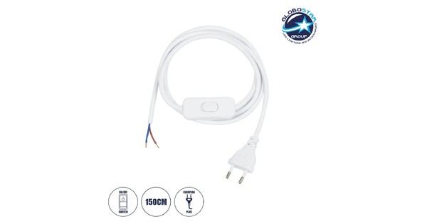 WHIP 77671 Μοντέρνο DIY Φωτιστικό με Υφασμάτινο Καλώδιο, με Διακόπτη On/Off AC 220-240V IP20 - Λευκό - Μ140 x Π3.5 x Υ1.5cm