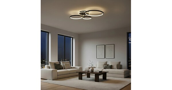 kelvo® NEMESIS KLV-101-0205 Φωτιστικό Οροφής LED 98W 9800lm 360° AC 220-240V IP20 Ρυθμιζόμενο Λευκό CCT με Χειριστήριο από 2700K έως 6000K Dimmable - Lumileds SMD Chip - Μαύρο Ματ - Μ89 x Π60 x Υ19cm - 3 Χρόνια Εγγύηση