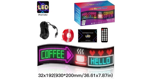 MATRIX GLB-106-0011 Εύκαμπτη Κυλιόμενη Ψηφιακή Επιγραφή 93x20cm P4.5 192x32 Pixel LED 20W AC 220-240V Αδιάβροχο IP65 Πολύχρωμο RGB - Bluetooth Control μέσω iPIXEL APP - Μ93 x Π0.4 x Υ20cm - 2 Χρόνια Εγγύηση