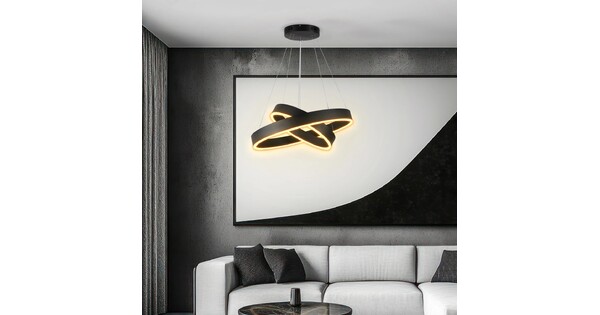 kelvo® VENOM KLV-101-0196-V2 Κρεμαστό Φωτιστικό Οροφής LED 75W 7500lm 120° AC 220-240V IP20 Ρυθμιζόμενο Λευκό CCT με Χειριστήριο από 2700K έως 6000K Dimmable - Lumileds SMD Chip - Μαύρο Ματ - Μ60 x Π60 x Υ40cm - 3 Χρόνια Εγγύηση
