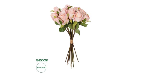 Artificial Garden PINK ROSE BOUQUET 21081 Τεχνητό Διακοσμητικό Μπουκέτο Τριαντάφυλλα Ροζ Y36cm