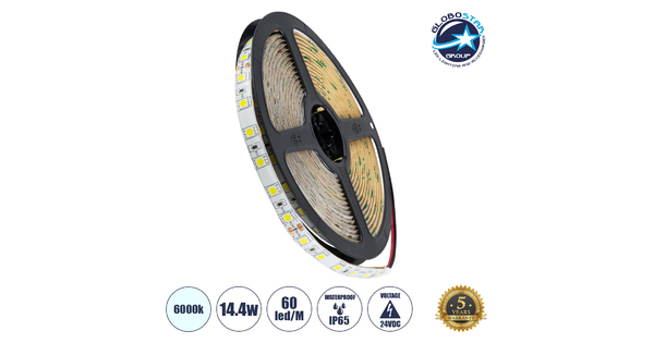 70320 Ταινία LED SMD 5050 5m 14.4W/m 60LED/m 1584 lm/m 120° DC 24V Αδιάβροχη IP65 Ψυχρό Λευκό 6000K - 5 Χρόνια Εγγύηση