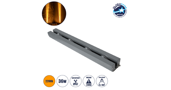  WINDOWARTE 90722 Φωτιστικό Ανάδειξης Παραθύρων LED 36W 3060lm 8° x 180° DC 24V Αδιάβροχο IP67 Ultra Θερμό Λευκό 2200K Dimmable - CREE XPE Chip - Γκρι Ανθρακί - Μ25 x Π7 x Υ4.5cm - 3 Χρόνια Εγγύηση