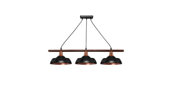 LOAN 203-0291 Μοντέρνο Κρεμαστό Φωτιστικό Οροφής με Ντουί 3 x E27 AC 220-240V IP20 - Μαύρο & Μπρονζέ - Μ89 x Π25.5 x Υ19cm