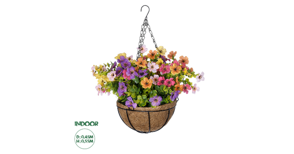 Artificial Garden GERBERA HANGING PLANT 20635 Τεχνητό Κρεμαστό Διακοσμητικό Φυτό Ζέρμπερας Y55cm