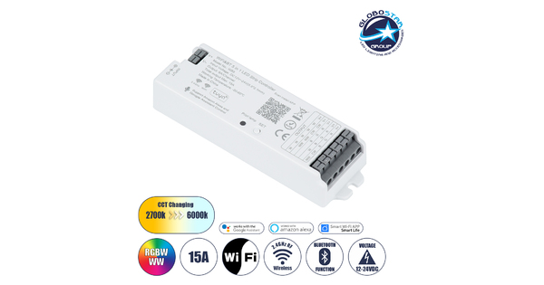 73008 Ασύρματος WiFi LED RGBW+WW+CCT Controller IOS/Android 5in1 Bluetooth 2.4Ghz DC 12-24V Max 180W