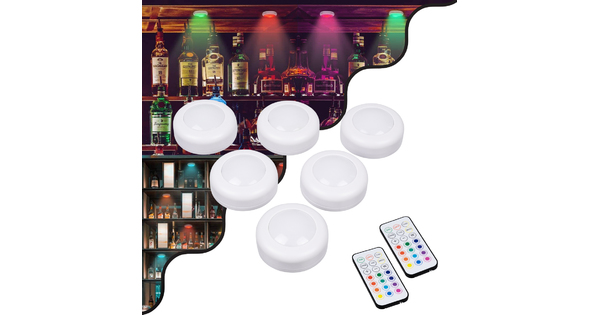 85818 Φωτιστικά Νυκτός Μπαταρίας LED SMD 5050 6W 600lm με Ασύρματο Χειριστήριο RF - ΣΕΤ 6 Τεμαχίων Πολύχρωμα RGB