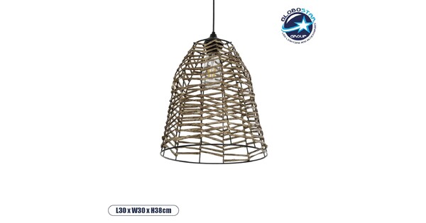 NETZ 205-0026 Boho Κρεμαστό Φωτιστικό Οροφής με Ντουί 1 x E27 AC 220-240V IP20 - Μπεζ - M30 x Π30 x Υ38cm