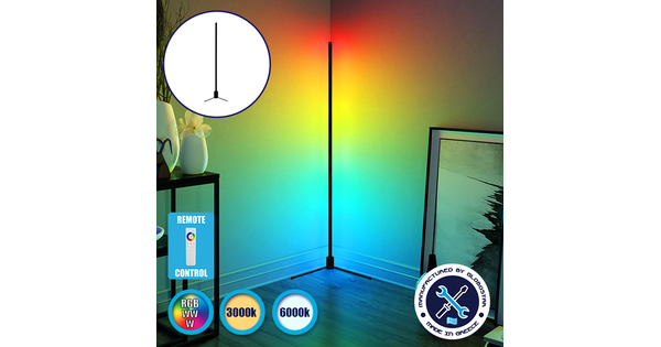Μοντέρνο Minimal Επιδαπέδιο Μαύρο Φωτιστικό 150cm LED 30 Watt με Ασύρματο Χειριστήριο 2.4G RF & Dimmer RGBW+WW Πολύχρωμο - Ψυχρό - Ημέρας - Θερμό  ALIEN Design GLOBO-150-9