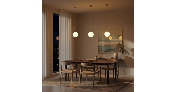 kelvo® BELLISSIMO KLV-101-0376 Κρεμαστό Φωτιστικό Οροφής για Λάμπα με Ντουί E27 AC 220-240V IP20 - Χρυσό Βούρτσας Πλατίνα & Λευκό - Μ20 x Π20 x Υ42cm