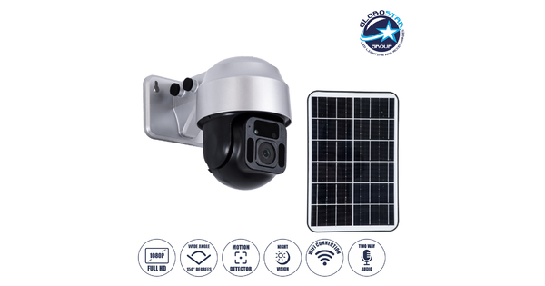 86049 Αυτόνομη Ηλιακή Camera 1080P 2MP WiFi 150° Μπαταρία 3200mAh Φωτοβολταϊκό Πάνελ Αισθητήρα Ημέρας-Νύχτας & Ρύθμιση Χρόνου Διπλή Κατέυθυνση Ομιλίας Αδιάβροχη IP66 Ψυχρό Λευκό 6000K - Ασημί