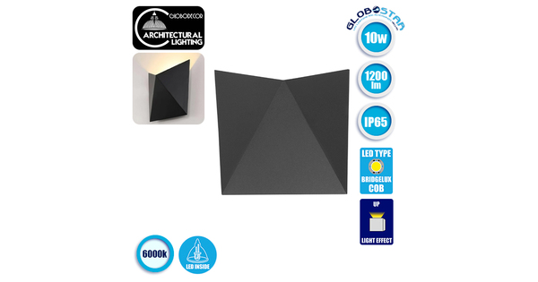 LED Φωτιστικό Τοίχου Απλίκα STEALTH Αρχιτεκτονικού Φωτισμού Γκρι IP65 10 Watt CREE Ψυχρό Λευκό  96509