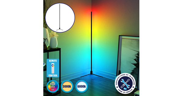 Μοντέρνο Minimal Επιδαπέδιο Μαύρο Φωτιστικό 250cm LED 50 Watt με Ασύρματο Χειριστήριο Αφής 2.4G RF & Dimmer RGBW+WW Πολύχρωμο - Ψυχρό - Ημέρας - Θερμό  ALIEN Design GLOBO-250-9