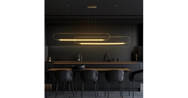 kelvo® GLOW KLV-101-0178 Κρεμαστό Φωτιστικό Οροφής LED 28W 2800lm 360° AC 220-240V IP20 Ρυθμιζόμενο Λευκό CCT με Χειριστήριο από 2700K έως 6000K Dimmable - Lumileds SMD Chip - Χρυσό Πλατίνα - Μ167 x Π7 x Υ24cm - 3 Χρόνια Εγγύηση
