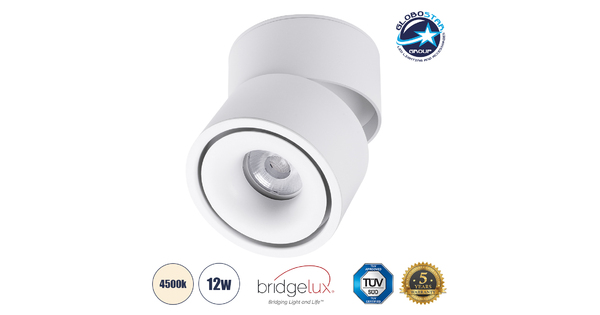 OMEGA-S 60298 Επιφανειακό LED Spot Downlight Φ10cm 12W 1560lm 36° AC 220-240V IP20 Φ10 x Υ10.5cm - Στρόγγυλο - Λευκό - Φυσικό Λευκό 4500K - Bridgelux COB - 5 Years Warranty
