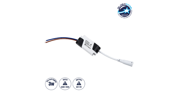 73075 Πλαστικό Τροφοδοτικό SELV για Προϊόντα LED 3W - AC 220-240V σε DC 7-11V - IP20 L6 x W3 x H2cm - 3 Years Warranty