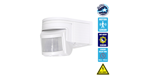 79092 Επίτοιχος PIR Ανιχνευτής-Αισθητήρας Κίνησης 180° 6m Motion Sensor AC 230V Max 1380W