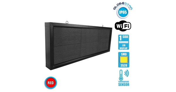 90271 Κυλιόμενη Ψηφιακή Επιγραφή P10 LED SMD AC 220-240V με Wi-Fi - Αδιάβροχή IP54 - Μονής Όψης - Μ104 x Π9 x Υ40cm Κόκκινο
