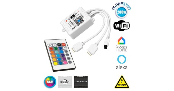 73411 Ασύρματος WiFi LED RGB Controller Smart Home με 2 Εξόδους και Χειριστήριο IR RGB 12v (100w) - 24v (200w) DC