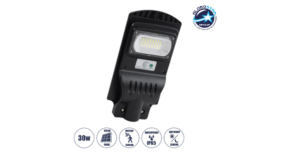 STREETA 85341 Professional LED Solar Street Light Αυτόνομο Ηλιακό Φωτιστικό Δρόμου 30W 300lm 48 x LED SMD 5730 με Ενσωματωμένο Φωτοβολταϊκό Panel 6V 6W & Επαναφορτιζόμενη Μπαταρία Li-ion 3.2V 5000mAh με Αισθητήρα Ημέρας-Νύχτας & PIR Αισθητήρα Κίνησης - Αδιάβροχο IP65