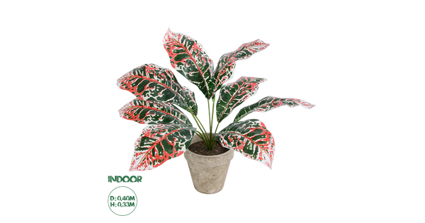 Artificial Garden RED AGLAONEMA POTTED PLANT 20901 Διακοσμητικό Φυτό Κόκκινο Αγλαόνημα Φ40 x Υ33cm