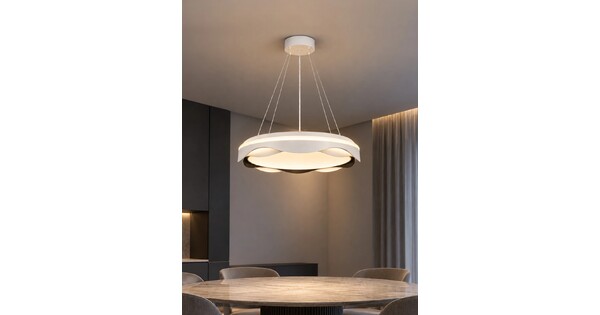 LOTUS GLB-101-0100 Μοντέρνο Κρεμαστό Φωτιστικό Οροφής LED 72W 7200lm 120° AC 220-240V IP20 Ρυθμιζόμενο Λευκό CCT με Χειριστήριο από 2700K έως 6000K Dimmable - Lumileds SMD Chip - Λευκό & Μαύρο Ματ - Μ50 x Π50 x Υ9.5cm - 3 Χρόνια Εγγύηση