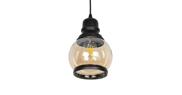 OLIVER 999-0186 Vintage Κρεμαστό Φωτιστικό Οροφής με Ντουί 1 x E27 AC 220-240V IP20 - Μελί & Μαύρο - Μ16 x Π16 x Υ25cm