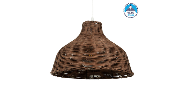 MAYOTTE 00723 Vintage Κρεμαστό Φωτιστικό Οροφής Μονόφωτο Καφέ Ξύλινο Bamboo Φ35 x Y27cm