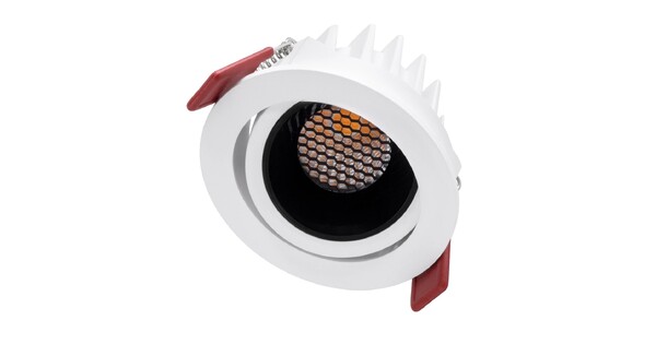 kelvo® LEO KLV-101-0312 Χωνευτό Κινούμενο Φωτιστικό Downlight Σποτ με Honeycomb Anti-Glare Reflector LED 10W 1250lm 38° AC 220-240V IP20 Θερμό Λευκό 2700K - Bridgelux COB Chip & TÜV SÜD Driver - Λευκό & Μαύρο Ματ - Μ8.5 x Π8.5 x Υ6.6cm / Q7.5cm - 5 Χρόνια Εγγύηση