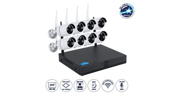 86038 Ασύρματο Καταγραφικό με 8 x Camera 2MP 1080P WiFi  150° Μοιρών - Αδιάβροχο IP66 - Νυχτερινή Όραση με LED IR - Μονή Κατέυθυνση Ομιλίας - Ανιχνευτή Κίνησης - Νυχτερινή Λήψη - Λευκό