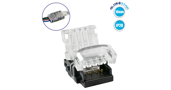 70722 Ταχυσύνδεσμος Ένωσης IP20 - Strip To Cable Connector για Ένωση 1 x RGB Ταινίας LED Πλάτους 10mm με 1 x Καλώδιο Τροφοδοσίας