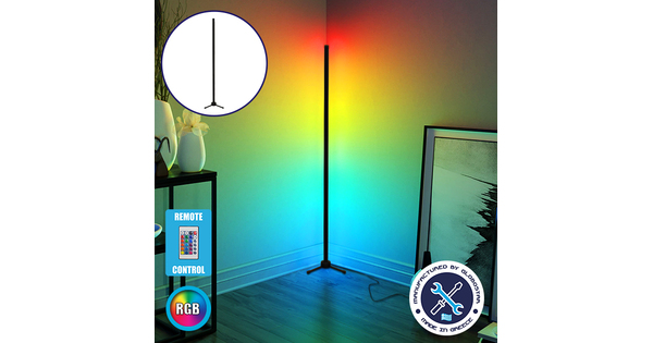 Μοντέρνο Minimal Επιδαπέδιο Μαύρο Φωτιστικό 100cm LED 16 Watt με Ασύρματο Χειριστήριο RF & Dimmer RGB Πολύχρωμο  ALIEN Design GLOBO-100-8