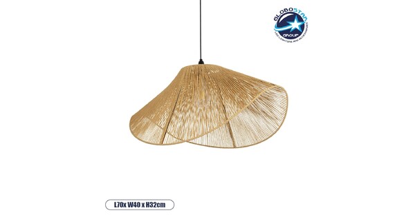 ECLAIR 205-0031 Boho Κρεμαστό Φωτιστικό Οροφής με Ντουί 1 x E27 AC 220-240V IP20 - Μπεζ - M70 x Π40 x Υ32cm