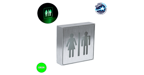 SENSATI 75656 Φωτιστικό Τοίχου Ένδειξης WC MAN & WOMAN LED 1W AC 220-240V IP20 - Σώμα Αλουμινίου - Μ11 x Π11 x Υ3cm - Πράσινο