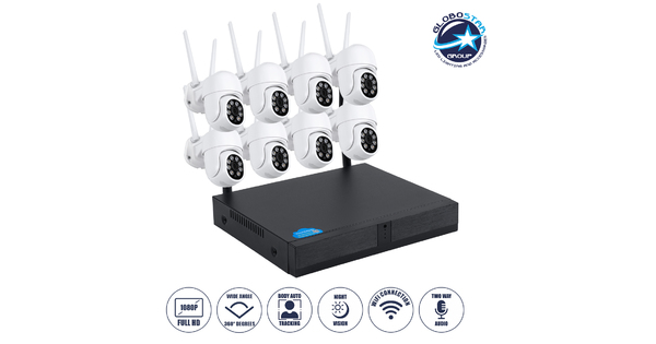 86040 Ασύρματο Καταγραφικό με 8 x Camera 2MP 1080P WiFi  360° Μοιρών - Αδιάβροχο IP66 - Νυχτερινή Όραση με LED IR - Διπλή Κατέυθυνση Ομιλίας - Ανιχνευτή Κίνησης - Νυχτερινή Λήψη - Λευκό