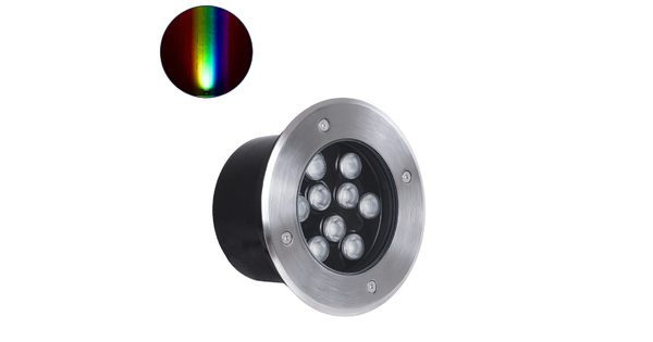 UNDERGROUND-TINA 90669 Χωνευτό Αρχιτεκτονικο Φωτιστικό Σποτ Δαπέδου LED 12W 1260lm 30° DC 24V Αδιάβροχο IP65 RGBW DMX512 Dimmable - Ανοξείδωτο Ατσάλι 304 - Φ16 x Υ9cm / Q14cm - 3 Χρόνια Εγγύηση