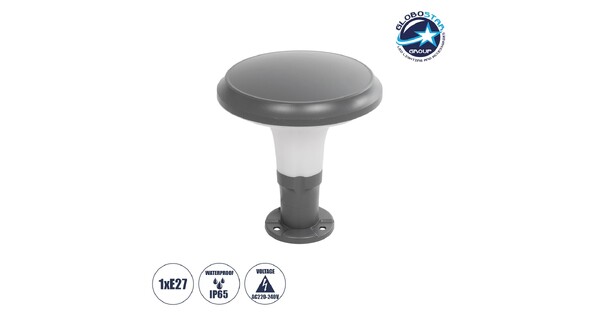 WHISPER 90553 Φωτιστικό Κολωνάκι Κήπου με Ντουί 1 x E27 AC 220-240V Αδιάβροχο IP65 - Γκρι Ανθρακί - Μ27 x Π27 x Υ29cm