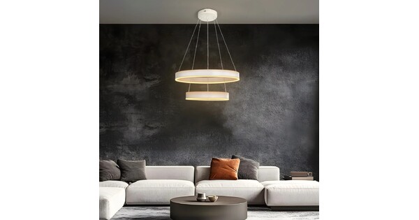 kelvo® VENOM KLV-101-0197 Κρεμαστό Φωτιστικό Οροφής LED 75W 7500lm 120° AC 220-240V IP20 Ρυθμιζόμενο Λευκό CCT με Χειριστήριο από 2700K έως 6000K Dimmable - Lumileds SMD Chip - Λευκό Ματ - Μ60 x Π60 x Υ40cm - 3 Χρόνια Εγγύηση