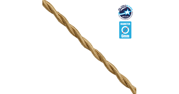 77623 Πλεκτό Υφασμάτινο Καλώδιο 2 x 0.75mm² Μπέζ Χρυσό