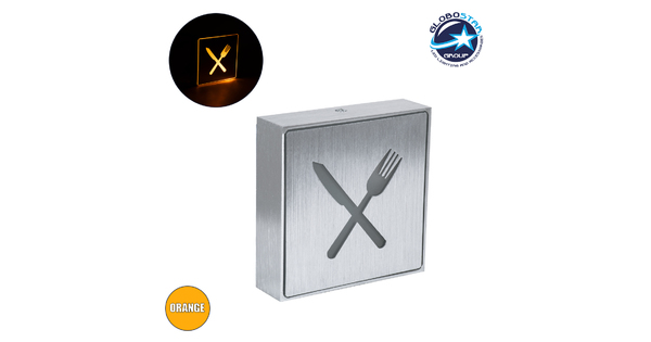 SENSATI 75660 Φωτιστικό Τοίχου Ένδειξης RESTAURANT FORK & KNIFE LED 1W AC 220-240V IP20 - Σώμα Αλουμινίου - Μ11 x Π11 x Υ3cm - Πορτοκαλί