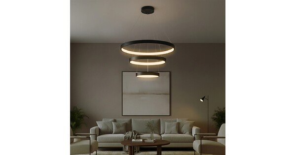 kelvo® NEMESIS KLV-101-0217 Κρεμαστό Φωτιστικό Οροφής LED 100W 10000lm 180° AC 220-240V IP20 Ρυθμιζόμενο Λευκό CCT με Χειριστήριο από 2700K έως 6000K Dimmable - Lumileds SMD Chip - Μαύρο Ματ - Μ60 x Π60 x Υ60cm - 3 Χρόνια Εγγύηση