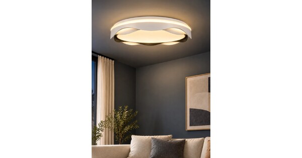 LOTUS GLB-101-0100-V2 Μοντέρνο Φωτιστικό Οροφής LED 72W 7200lm 120° AC 220-240V IP20 Ρυθμιζόμενο Λευκό CCT με Χειριστήριο από 2700K έως 6000K Dimmable - Lumileds SMD Chip - Λευκό & Μαύρο Ματ - Μ50 x Π50 x Υ9.5cm - 3 Χρόνια Εγγύηση